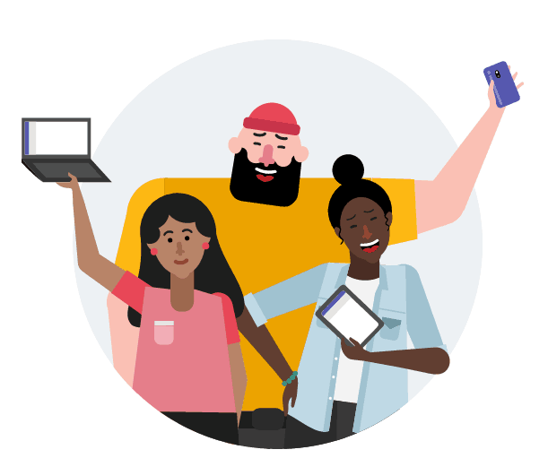 An illustration of a diverse and inclusive team coming together from Microsoft Teams